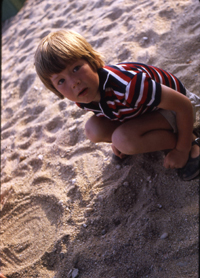 Dave collecting pebbles